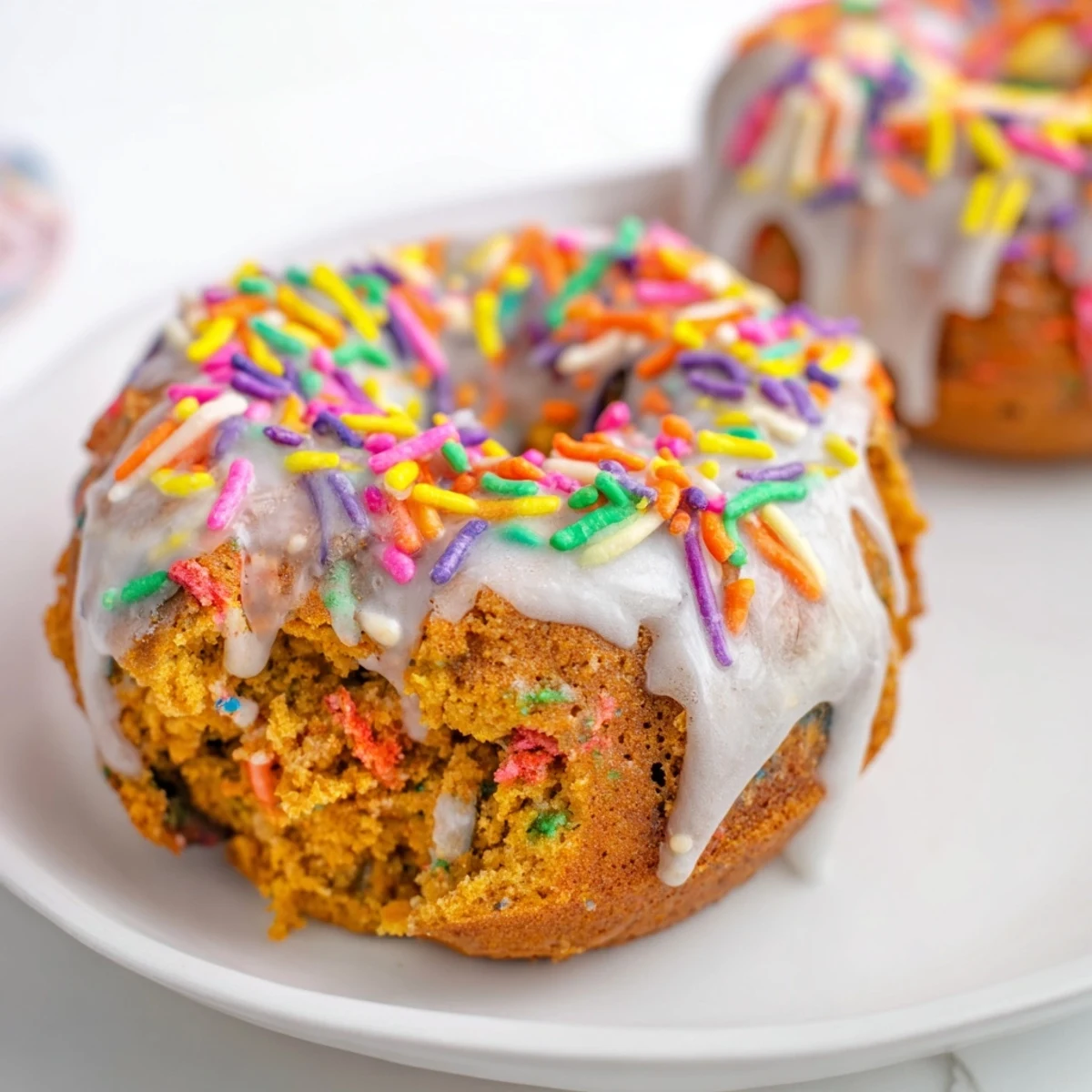 Delicious pumpkin donuts adorned with festive sprinkles, perfect for cozy mornings.