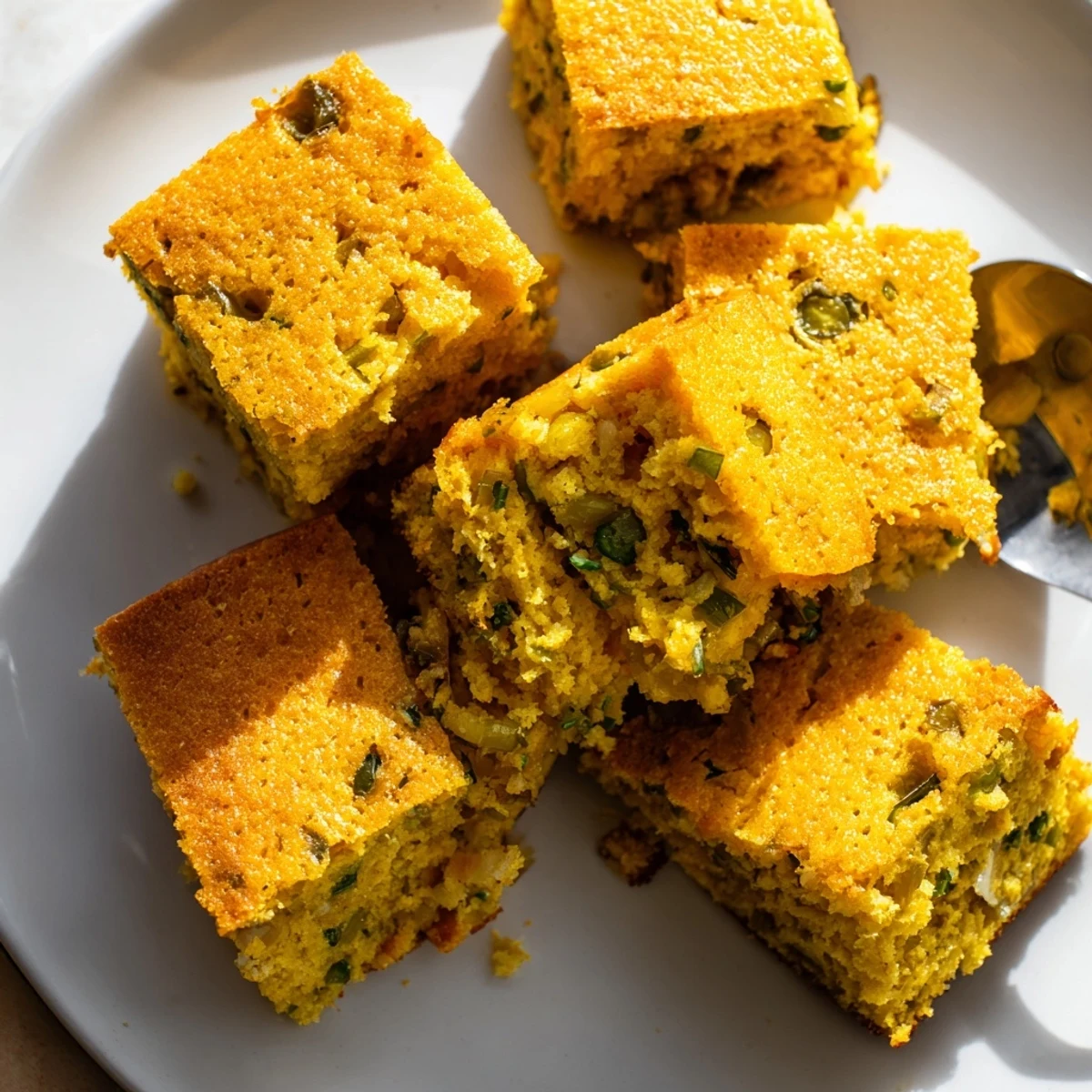 Moist Southern Pickle Jalapeño Cornbread with pickles and jalapeños perfect for barbecues.