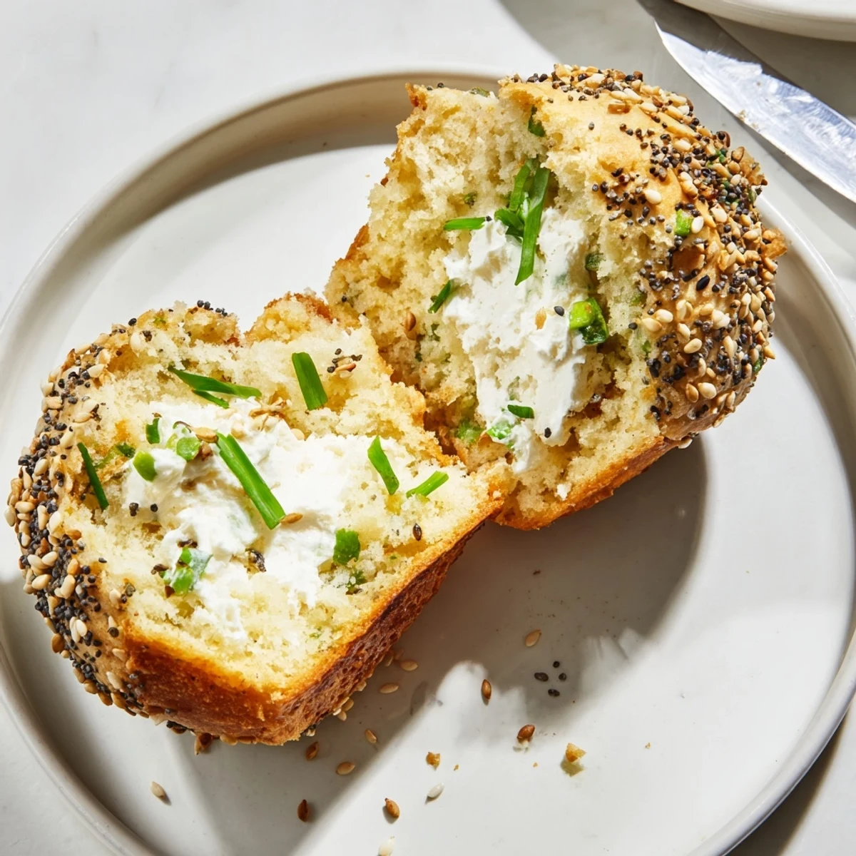 Savory muffins with a creamy center, infused with everything bagel flavors and spices.