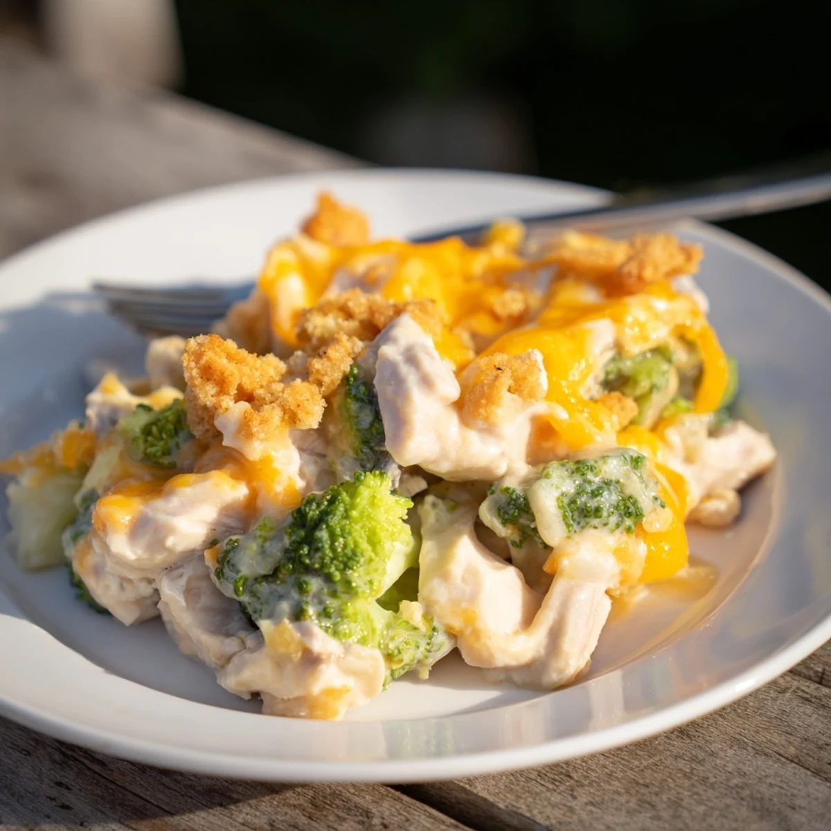 Melt-in-your-mouth Chicken & Broccoli Cheddar Bake topped with crispy panko for added crunch.  