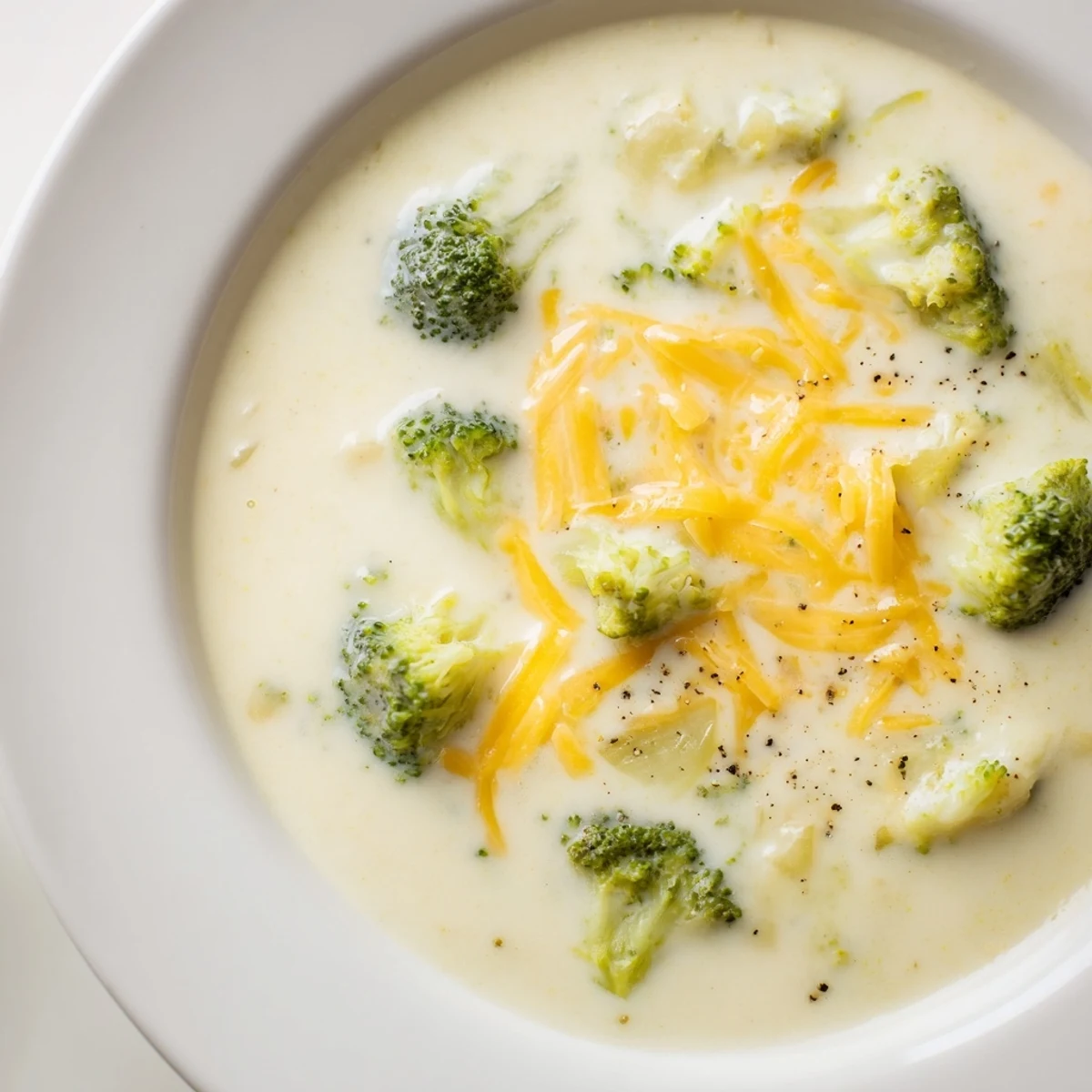 Velvety smooth Broccoli Cheese Soup, ready to ladle into bowls alongside crusty bread.