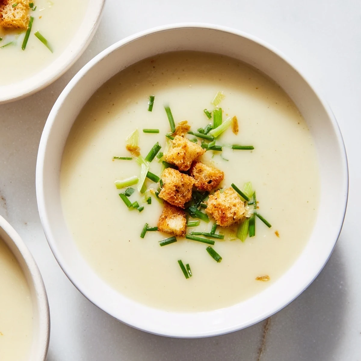 Imagine a velvety smooth, fragrant Potato Leek Soup, perfect for a cozy, comforting lunch.