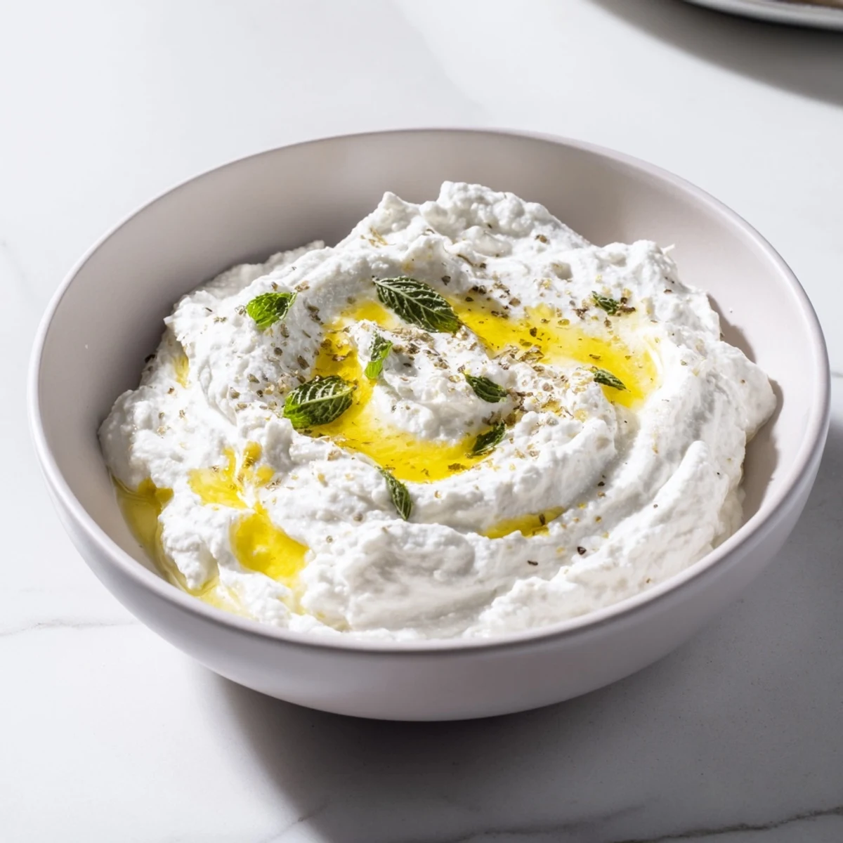 Bright, tangy whipped feta dip, drizzled with lemon-mint and ready for dipping crackers.