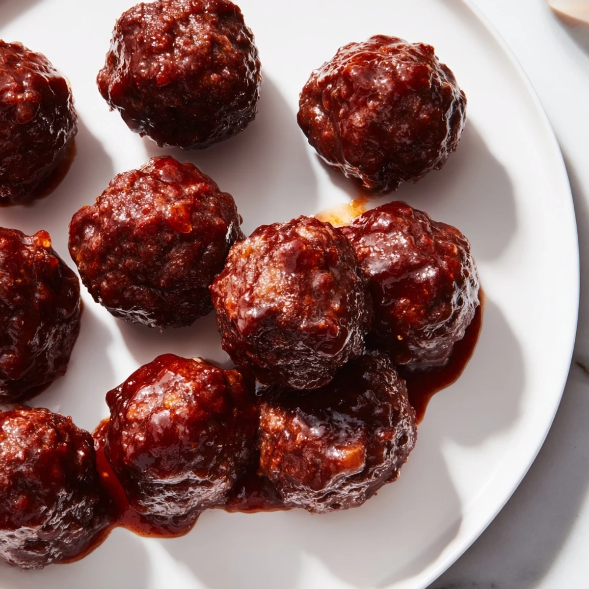 Tender, juicy cherry-glazed meatballs glistening with a sweet and tangy sauce, perfect for sharing.