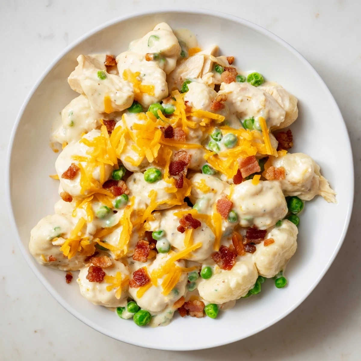 This beautiful image showcases a bowl of Creamy Crack Chicken Gnocchi, garnished with fresh green onions, inviting you to enjoy.