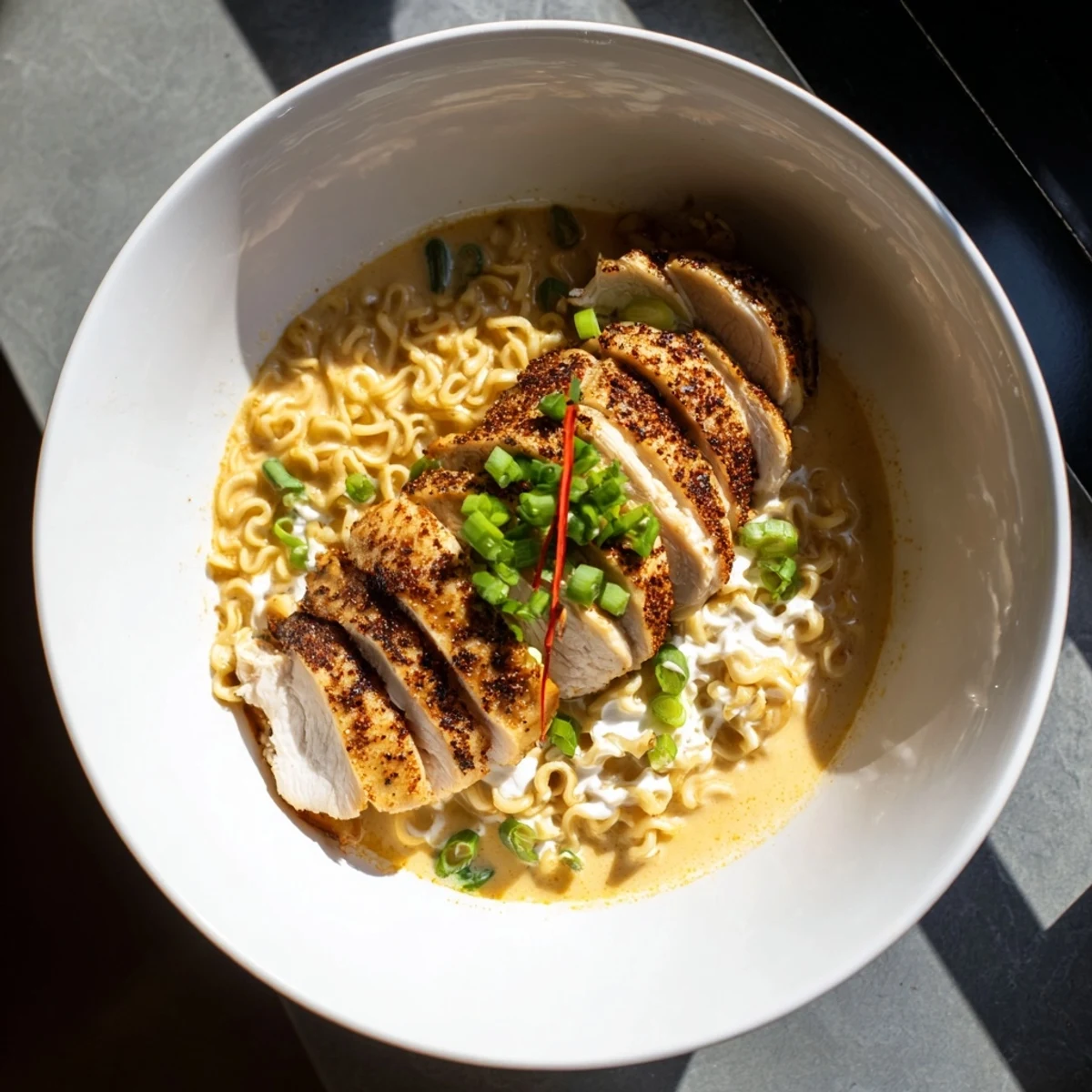 This homemade Fiery Chicken Ramen bursts with savory chicken and creamy garlic sauce, perfectly balanced and ready to savor.