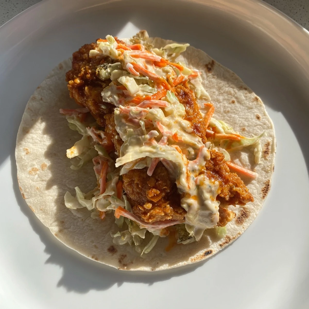 Golden-brown Buffalo Chicken Smash Burger Tacos are served with cool, creamy ranch slaw, a weeknight favorite.