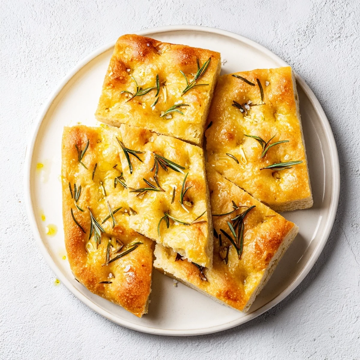 Warm, pillowy focaccia bread, perfect for the holidays, with flaky sea salt and olive oil.