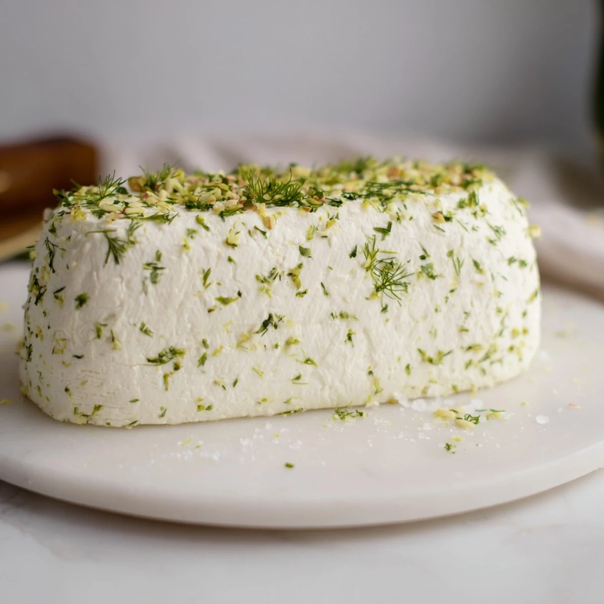 Vibrant "Fossil Record" appetizer: a vegetarian delight with fresh herbs and beautifully arranged nuts.