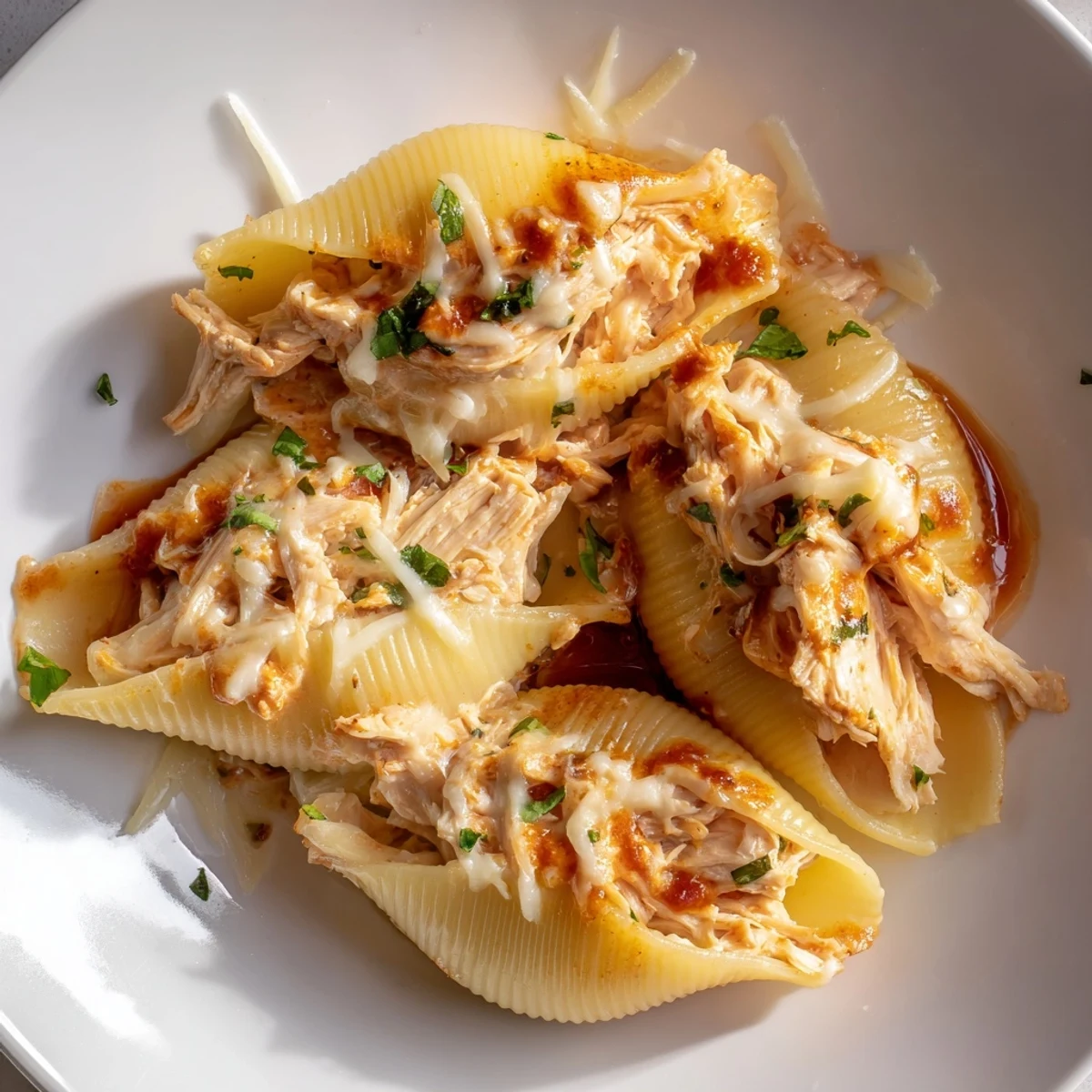 A baking dish overflowing with creamy Marry Me Chicken Stuffed Shells, ready for serving everyone.