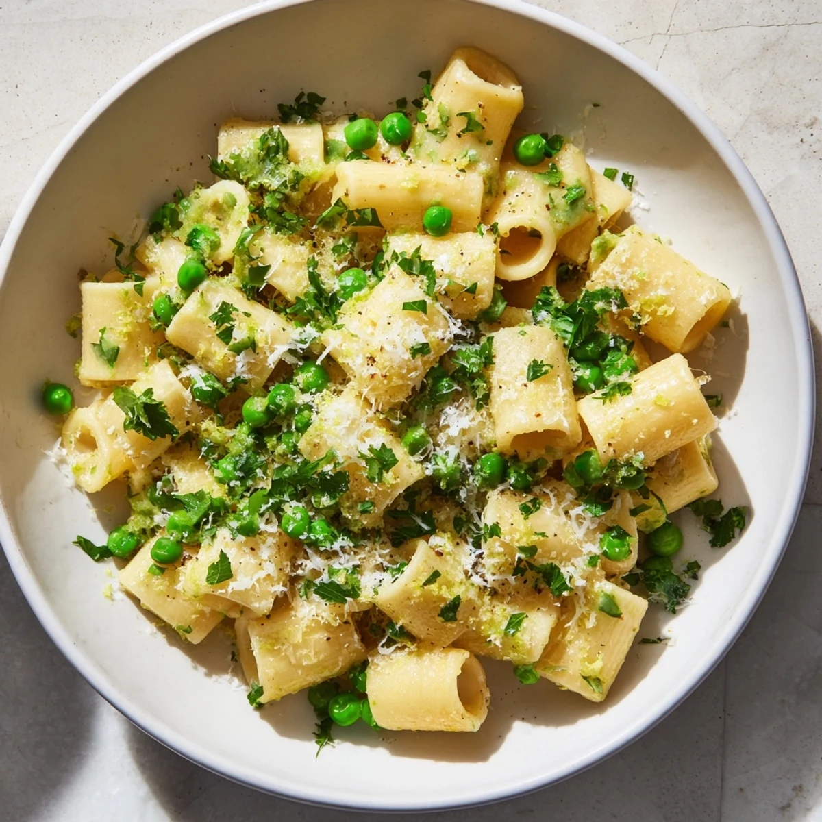 Garlic Butter Ditalini Peas