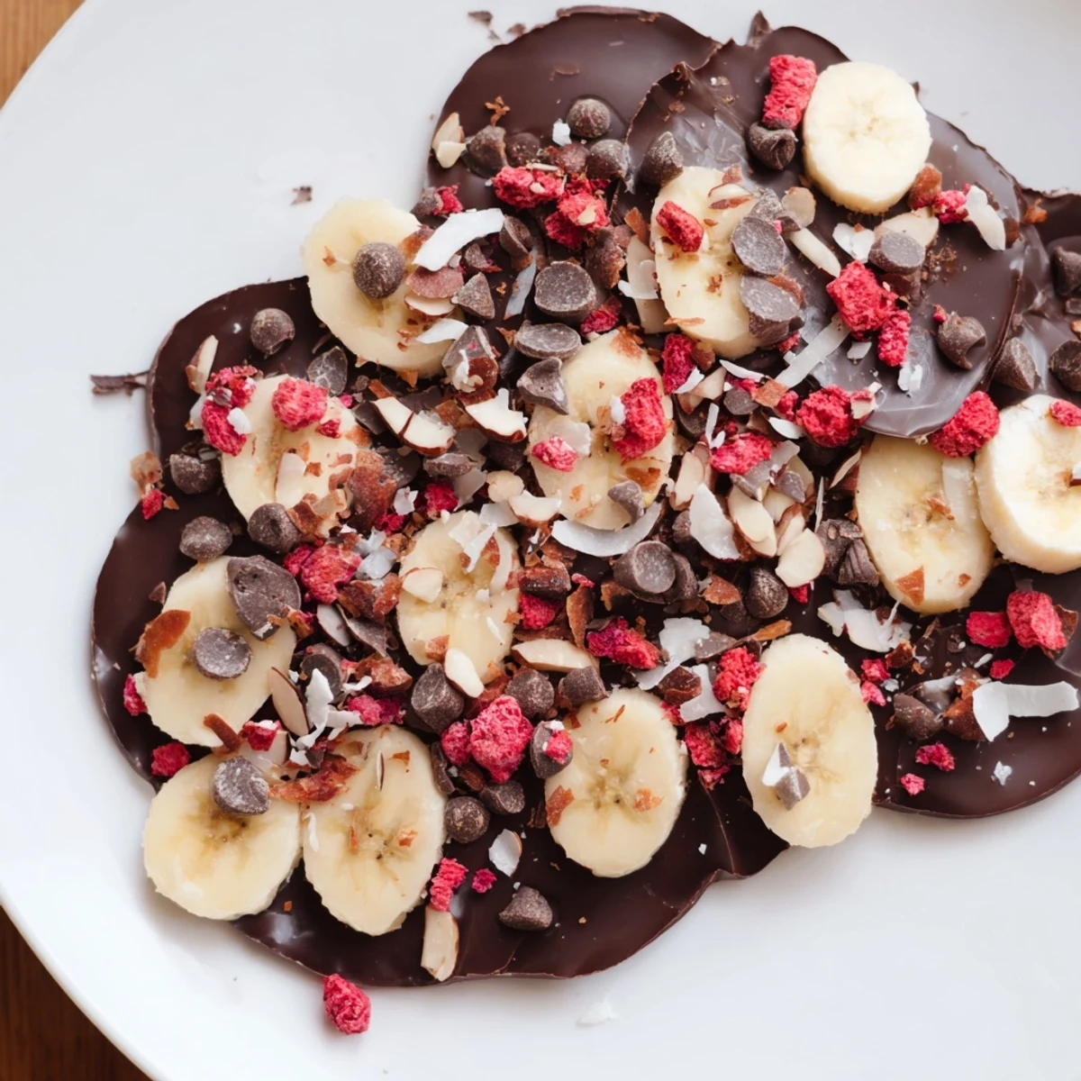 Enjoy a piece of homemade Chocolate Banana Bark: a sweet treat perfect for cooling off.