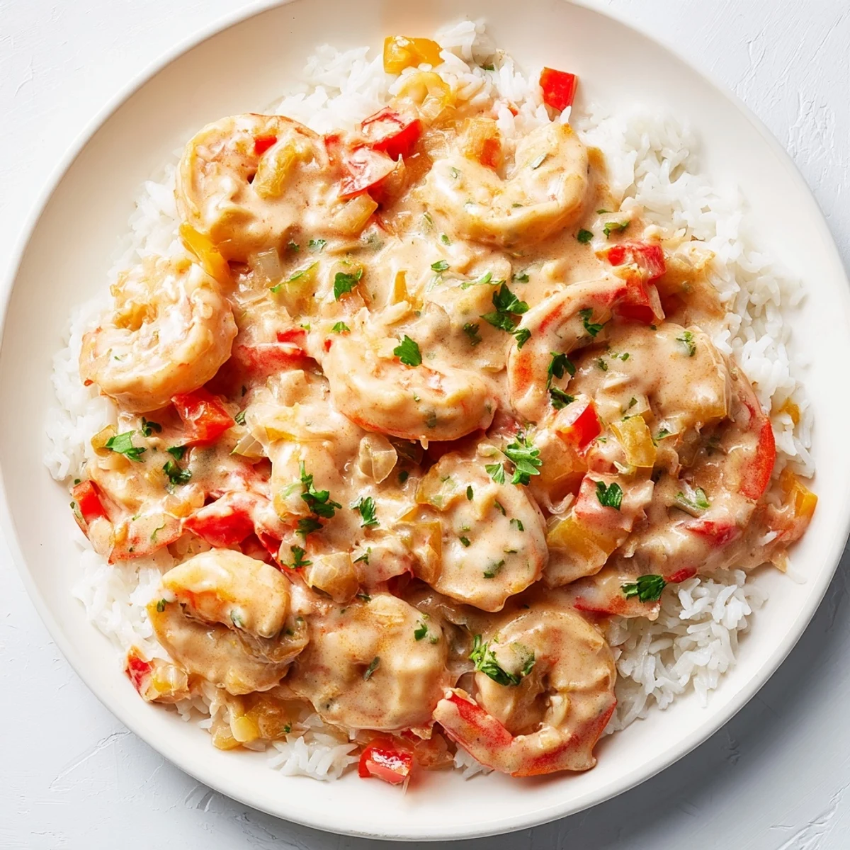 Steaming Creamy Cajun Shrimp Rice Bowls feature plump shrimp in a rich, flavorful sauce, spooned over fluffy rice.