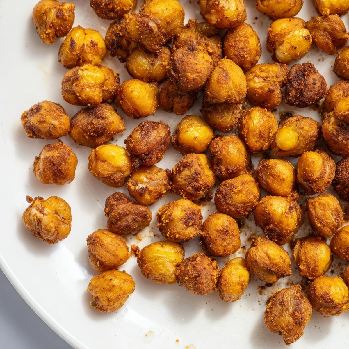 These Crispy Chickpea Snacks are tossed in warming spices, ideal for topping salads or enjoying by the handful.