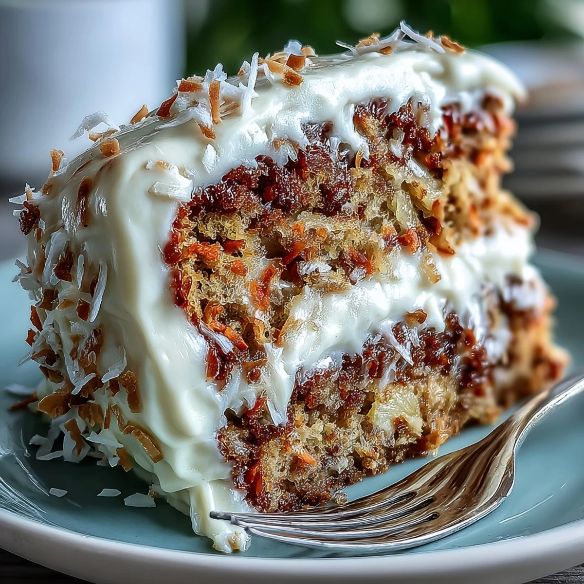 Freshly baked Christmas Hawaiian Carrot Pineapple Cake with cream cheese frosting.