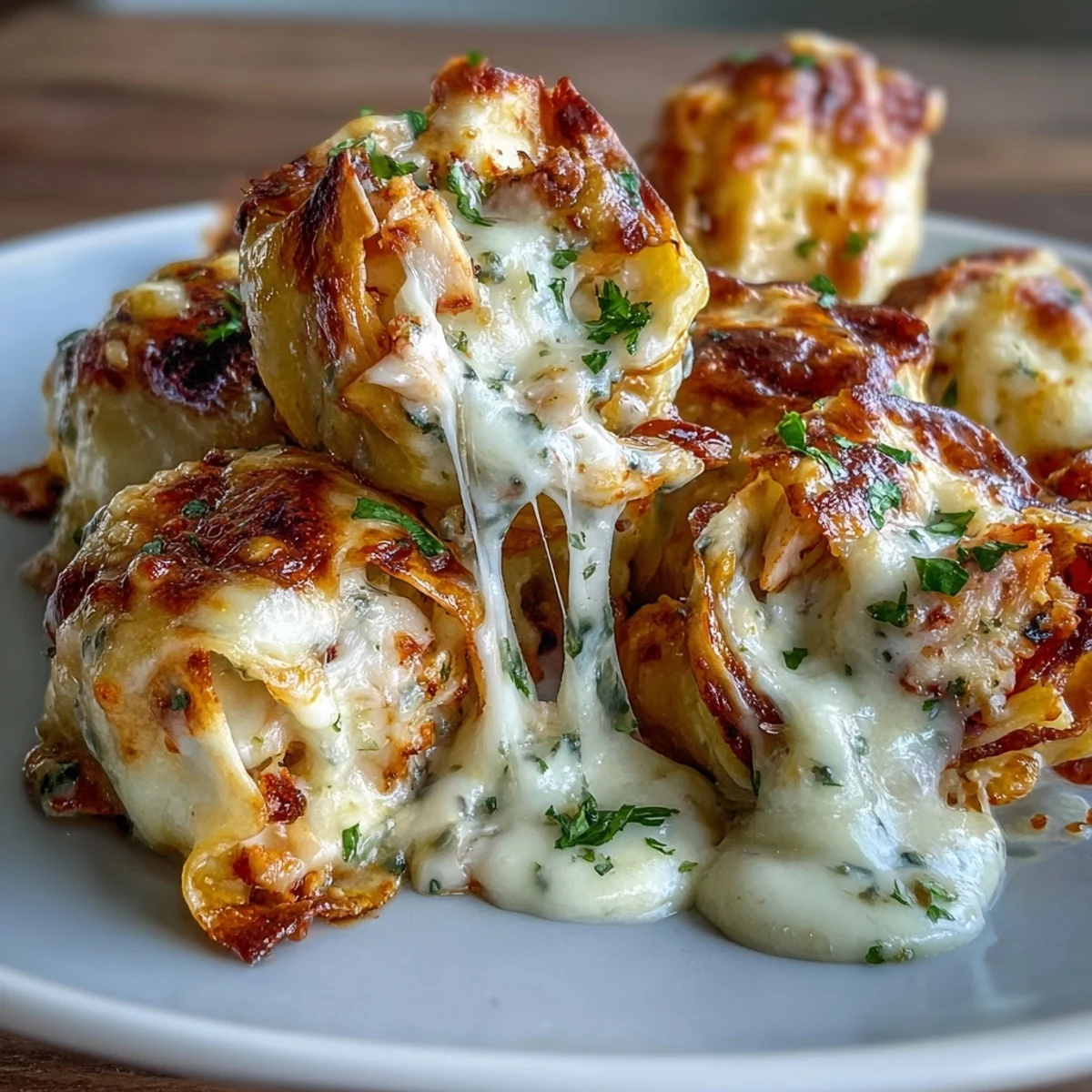 These golden-brown Cheesy Seafood Tortilla Bombs are baked until bubbly, perfect for serving at a cozy appetizer party.