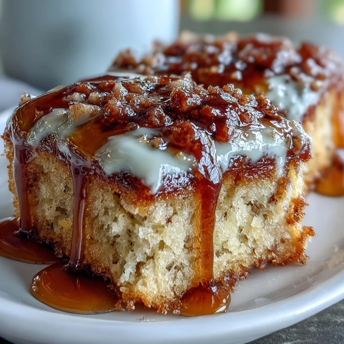 Sliced Maple Donut Bars on a rustic wooden board, perfect for a cozy breakfast or brunch spread.