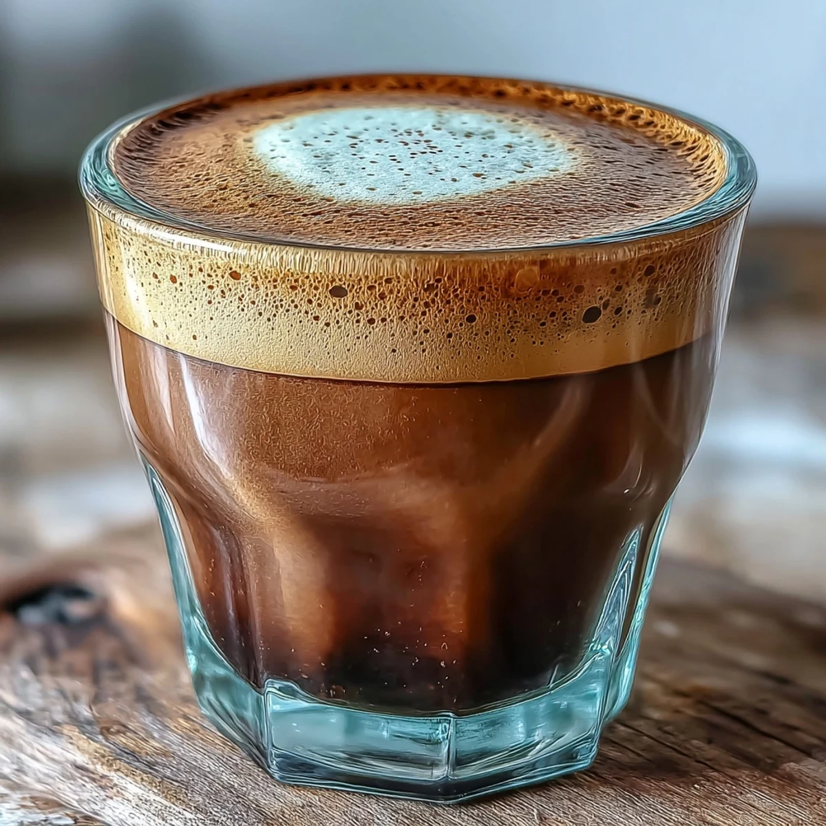 A comforting cup of Hojicha Macchiato served warm with a dusting of cocoa powder.