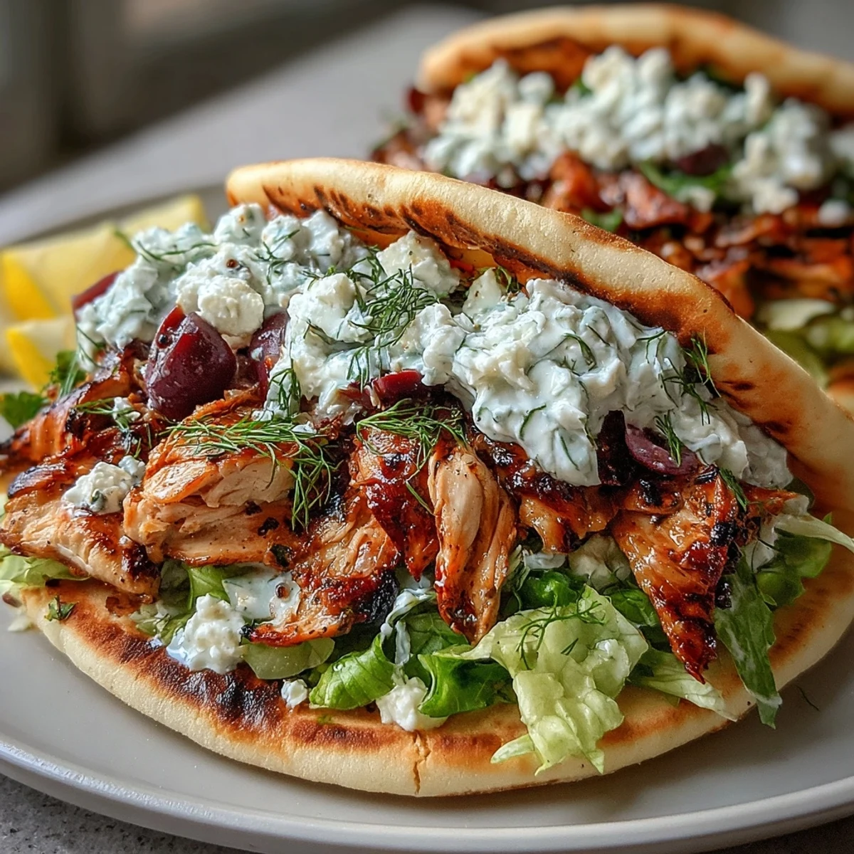 Golden-brown marinated chicken thighs sizzling in a skillet for authentic Mediterranean Chicken Gyros with oregano and lemon.