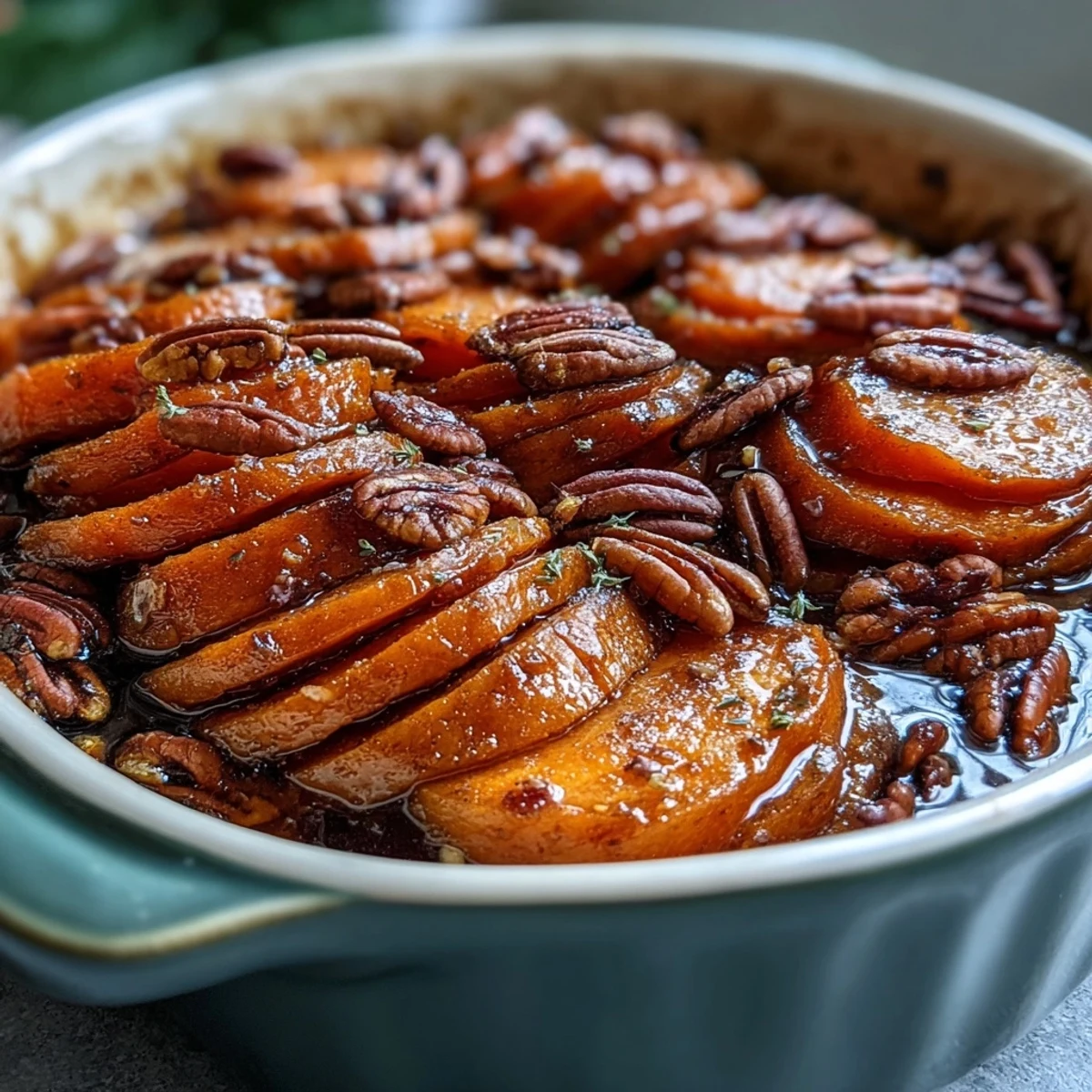 Candied yams with bourbon and brown sugar, glazed to perfection and baked until tender and caramelized.  