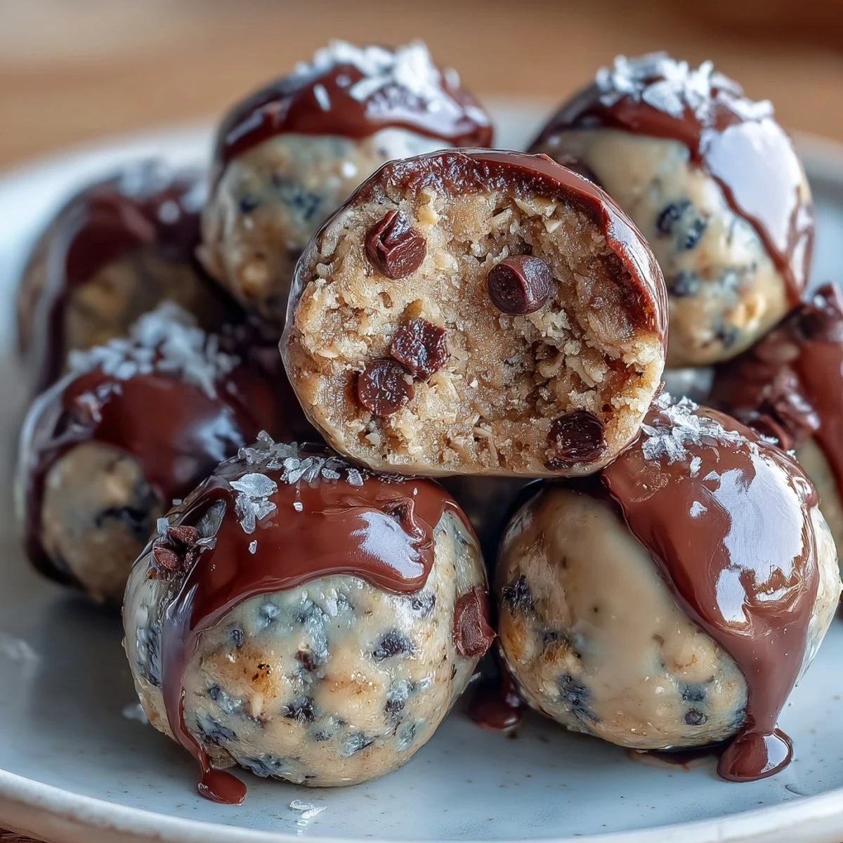 Protein-packed cookie dough bites with vanilla flavor, oats, and nut butter for a guilt-free treat.