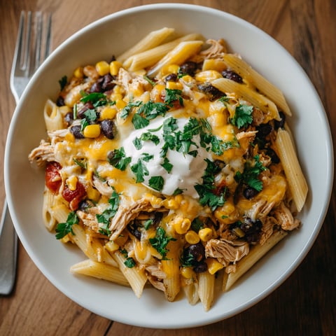 A bowl of pasta with meat and cheese.