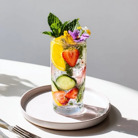 Refreshing water-based mocktails with fresh fruit and mint, perfect for summer gatherings.  