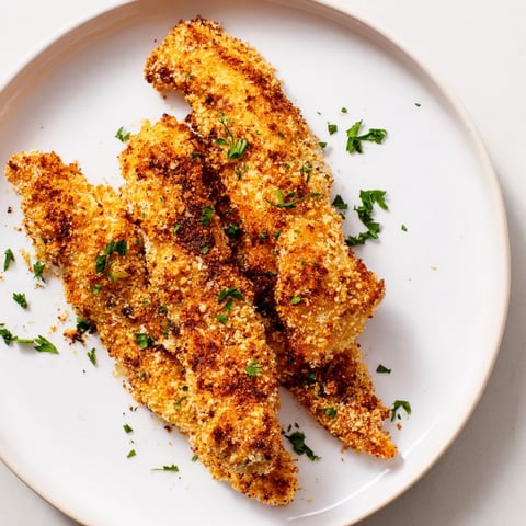 Golden, crispy Air Fryer Festive Chicken Tenders, ready to dip in a festive cranberry sauce.