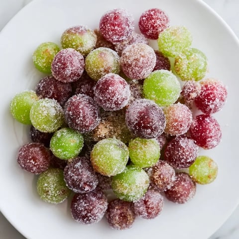 Icy, refreshing close-up of vibrant, frozen grapes, a perfect summertime snack treat.