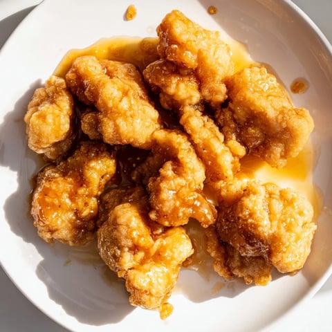 Golden-brown Hot Honey Butter Chicken glistening with a sweet, spicy sauce, ready to serve and enjoy.