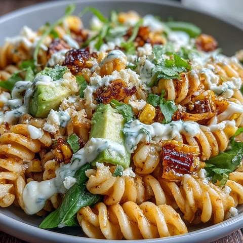 Creamy Street Corn Pasta Salad with grilled corn, spicy cheddar, and fresh cilantro in a vibrant bowl.