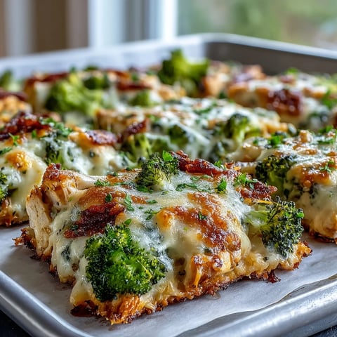 Golden cheddar melts over juicy chicken breasts and roasted broccoli florets, all seasoned with tangy ranch on a sheet pan.