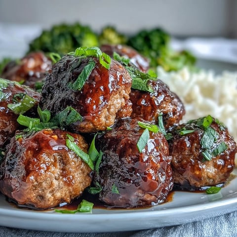Golden-brown honey garlic turkey meatballs coated in sticky glaze over fluffy rice and steamed broccoli.