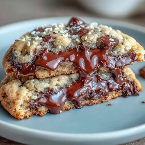 Nutty tahini-chocolate chip cookies with golden edges and melty dark chocolate chunks.