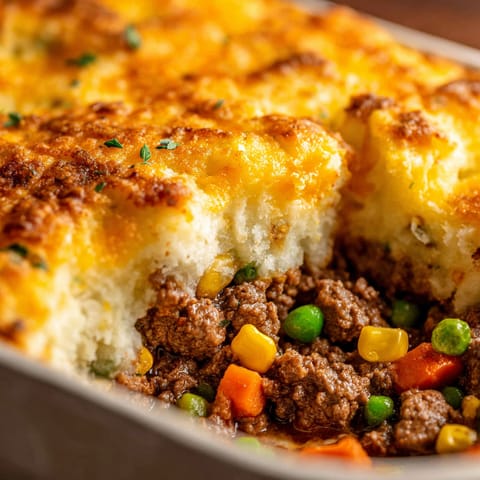 A close up of a freezer-friendly shepherd's pie.