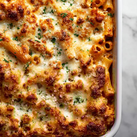 A close up of a casserole dish with a cheese and pasta dish.