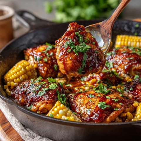 A pan of food with a spoon in it.