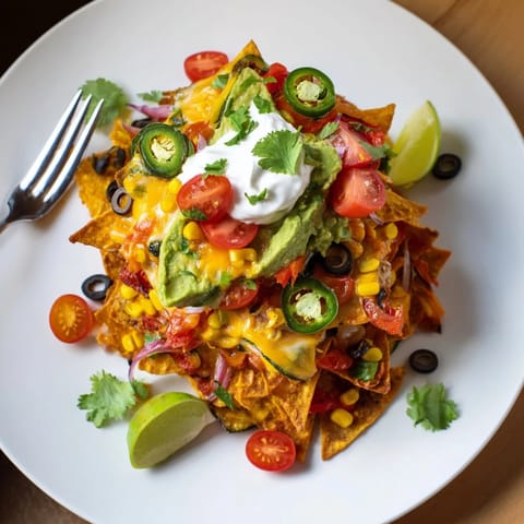 Sheet Pan Roasted Veggie Nachos: a colorful mix of perfectly roasted vegetables.