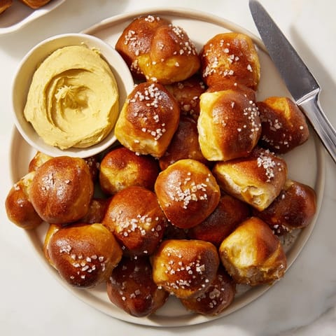 Close-up on Holiday Snack Pretzel Bites with Miso Butter: a savory, salty-sweet flavor sensation.