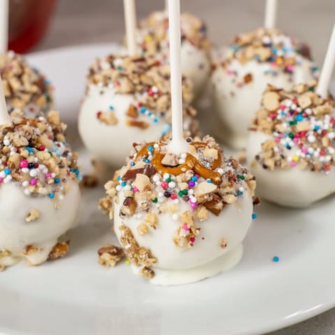 Vibrant photo: homemade holiday ornament candy balls, ready to be decorated and enjoyed by all.