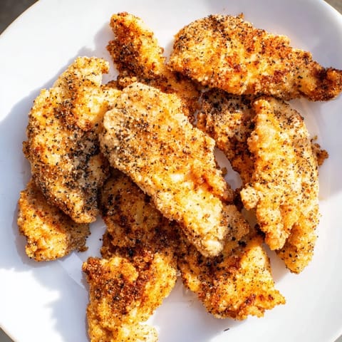 Close-up of succulent buttermilk fried chicken tenders, perfectly fried to a lovely, crunchy texture.
