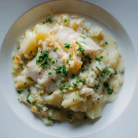Steaming bowl of Icelandic Fish Stew, creamy and flavorful, ready for a comforting meal.