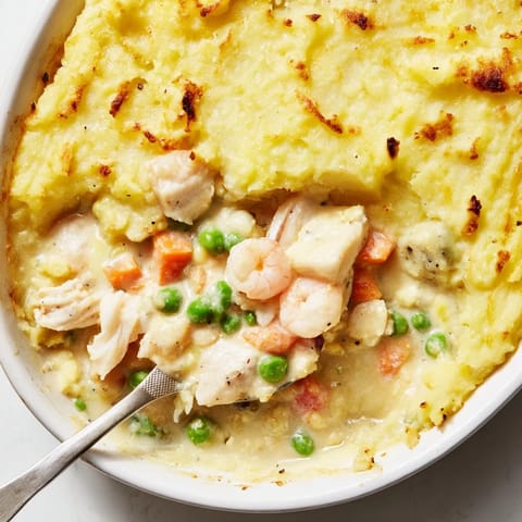 This comforting British-inspired main dish is garnished with fresh parsley, perfect for a cozy family dinner or potluck.