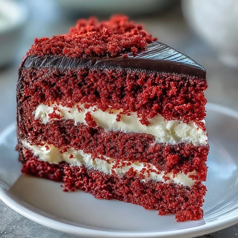 Betty Boop Cake decorated with shiny black fondant hair and bright white eyes on vibrant red velvet layers.