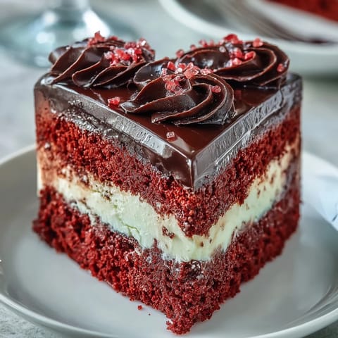 Freshly frosted Betty Boop heart cake displayed on a white plate, the vibrant red layers and dark chocolate character pop beside vintage decor.