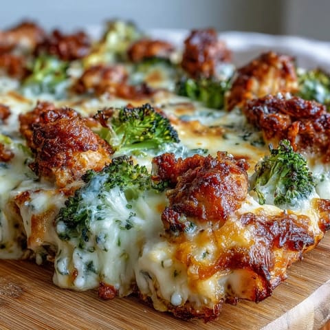 Juicy Ranch Chicken & Broccoli Sheet Pan Melt featuring roasted broccoli and melted cheese, perfect for a fast, low-carb family dinner.