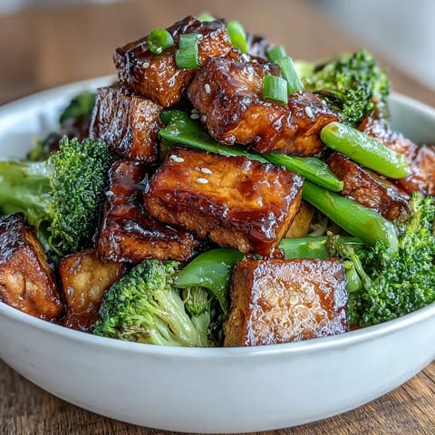 Crispy tofu and colorful vegetables tossed in savory teriyaki sauce for a quick, healthy vegan dinner.  