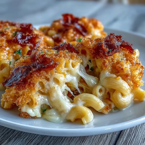 Golden-baked Southern mac and cheese with creamy cheddar sauce and crispy panko topping, perfect for hearty family dinners.