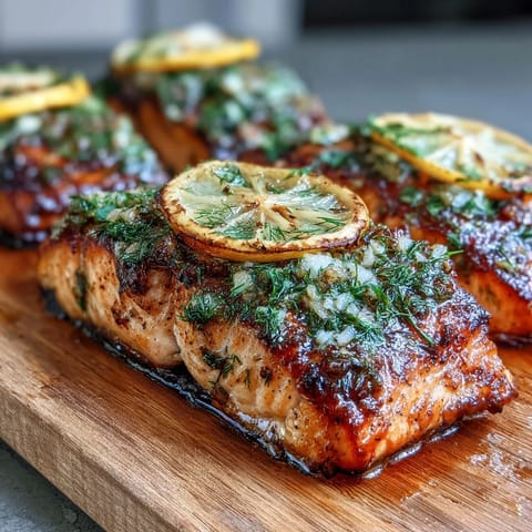 Cedar plank salmon with lemon dill, smoky grilled fillets on aromatic cedar board.
