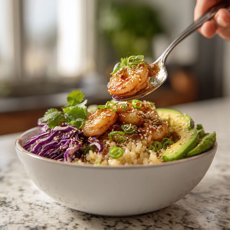 A bowl of food with a spoon in it.